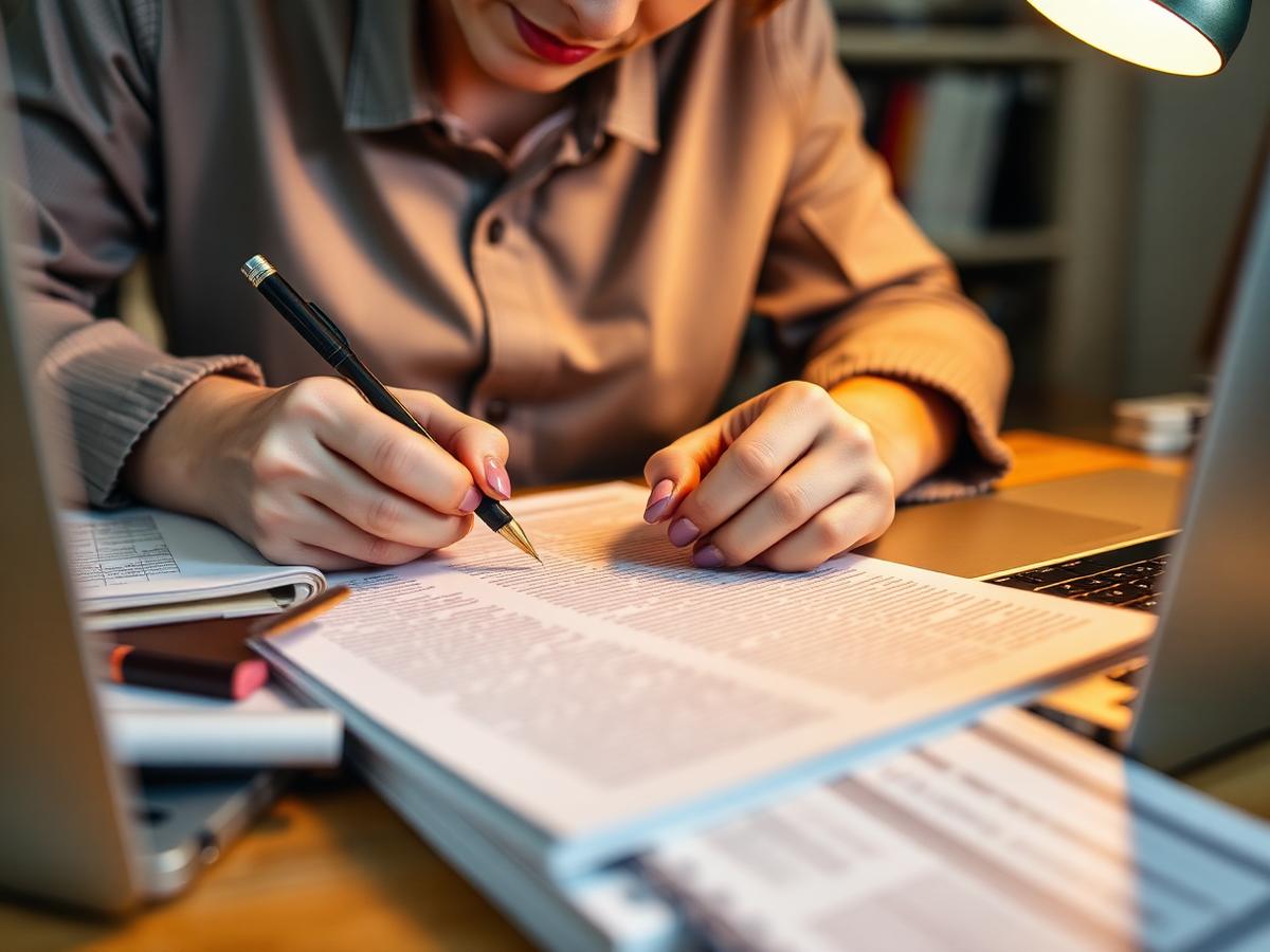 Student researcher reviewing a journal article